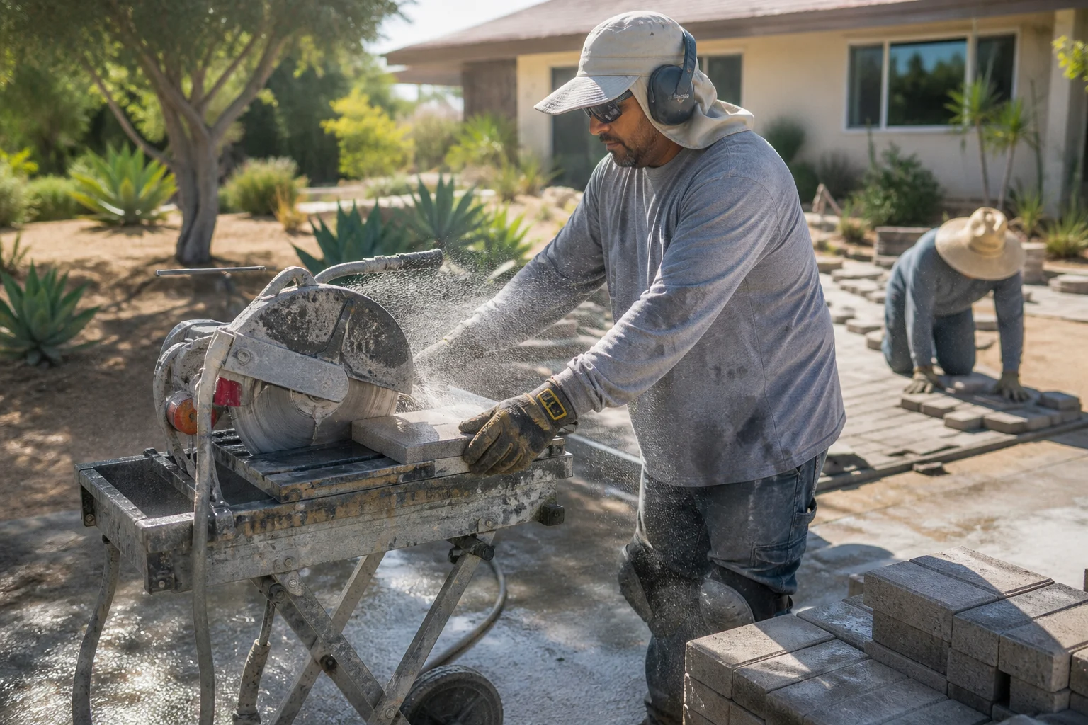 Cutting pavers to fit