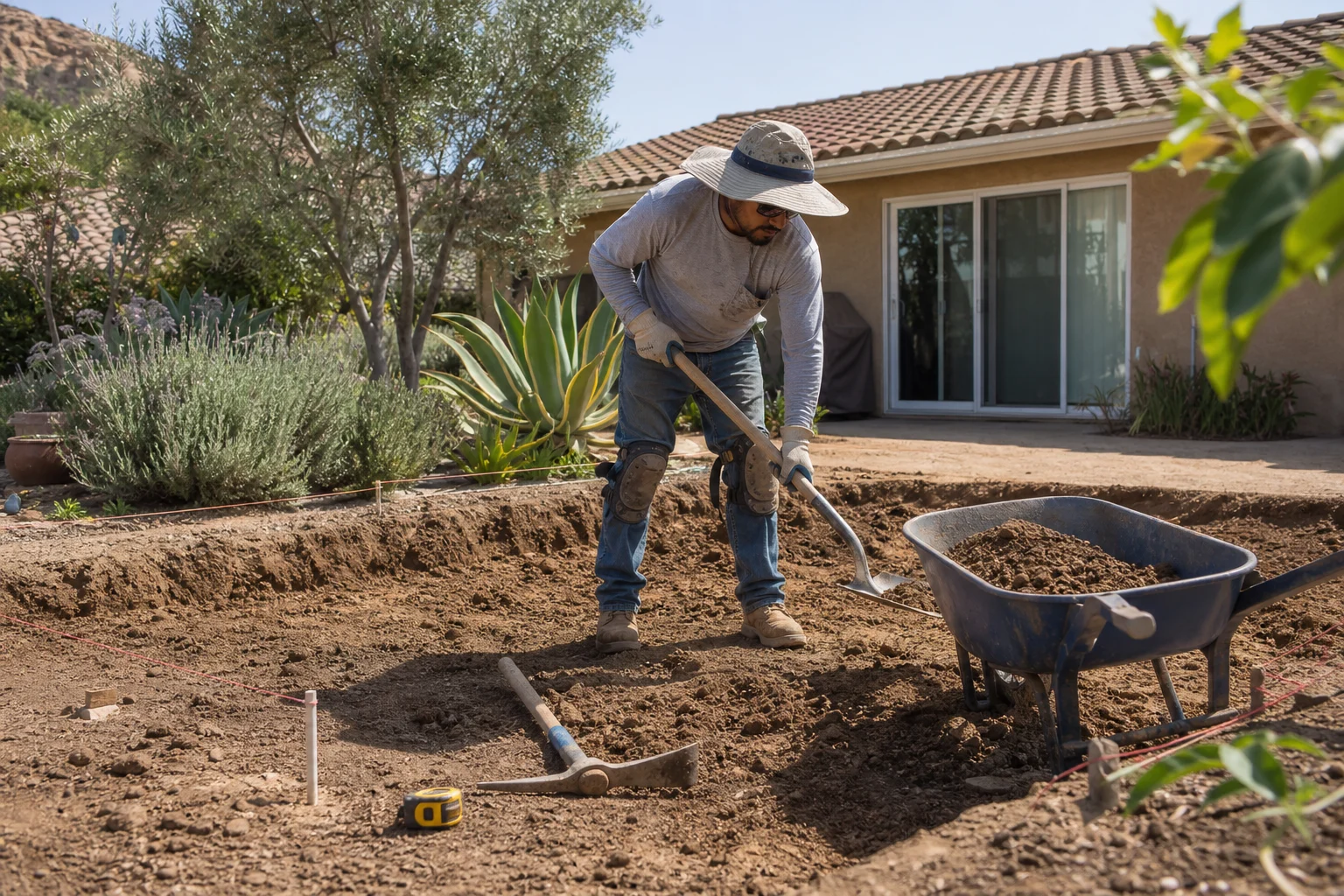 Excavating to depth